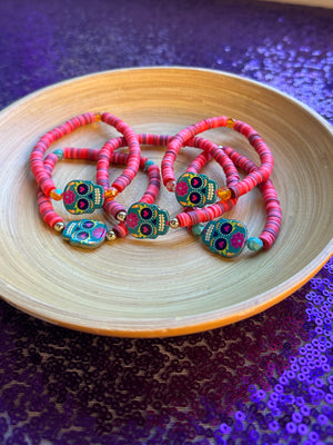 Sugar Skull Clay Bracelet