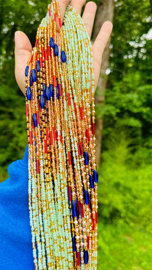 Mint, Blue, & Gold – Journey Waist Beads